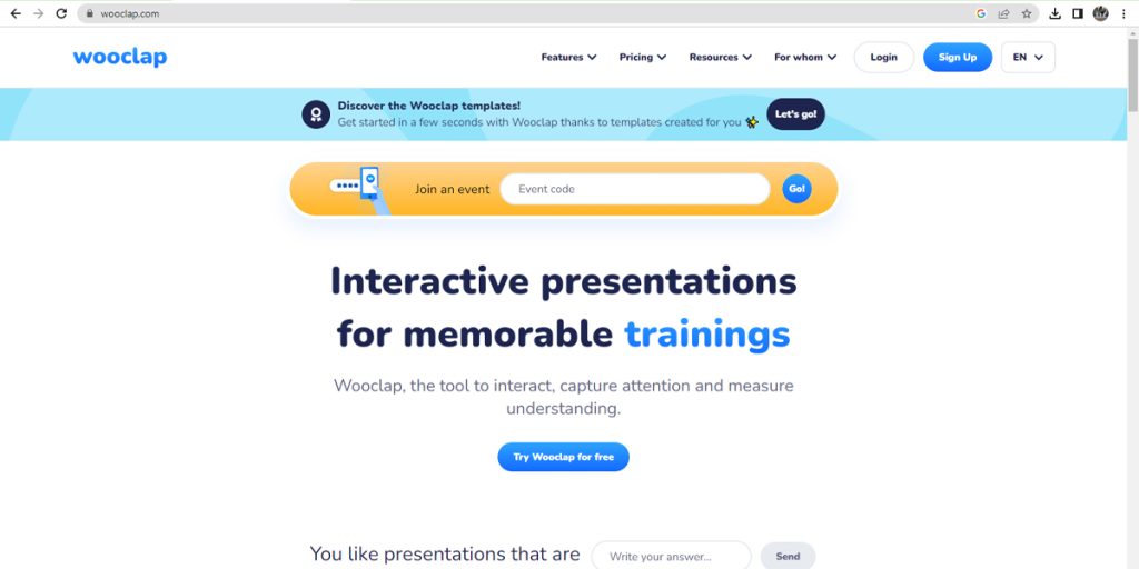 Wooclap- The Electronic Platform for Interactive Presentations 2 Wooclap The Best Electronic Platform to Create Interactive presentations 2