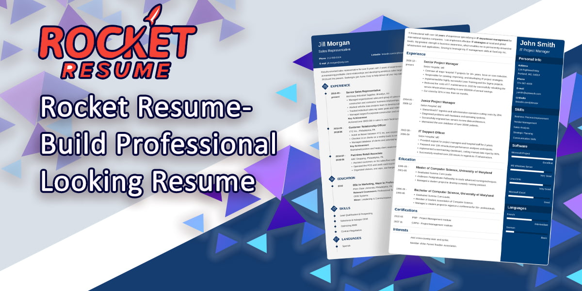 Rocket Resume- Build Professional Looking Resume Online Free